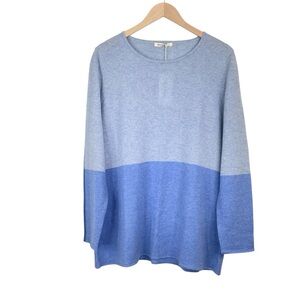 Woolovers Blue Colorblock Wool Cashmere Sweater Size Large